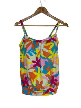 Lands' End Multicolor Floral Print Flutter Style Tankini Top Swimwear 2